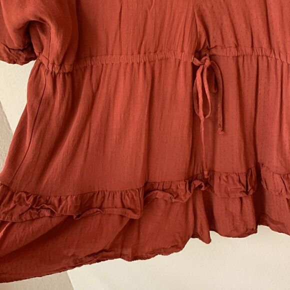 Ivy &‎ Leo Orange Rust Flowy Ruffled Lined Romper Dress size small - Picture 3 of 6